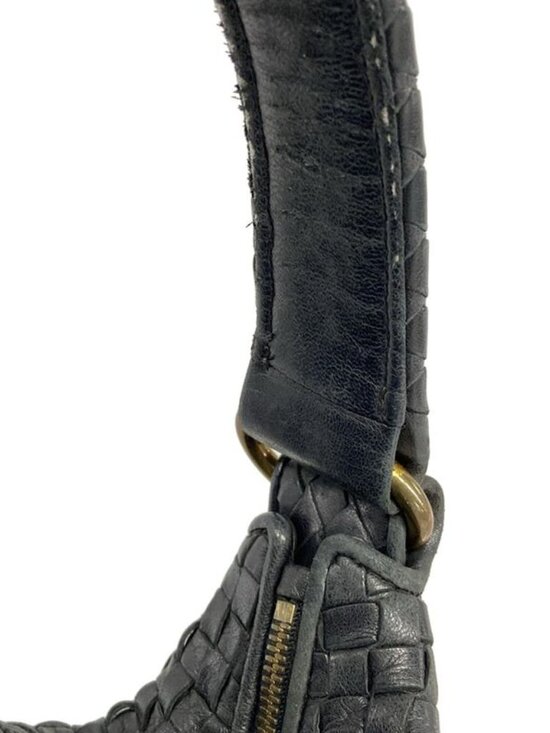 Bottega Veneta Shoulder Bag Sloane Intrecciato Black Leather - Picture 11 of 15